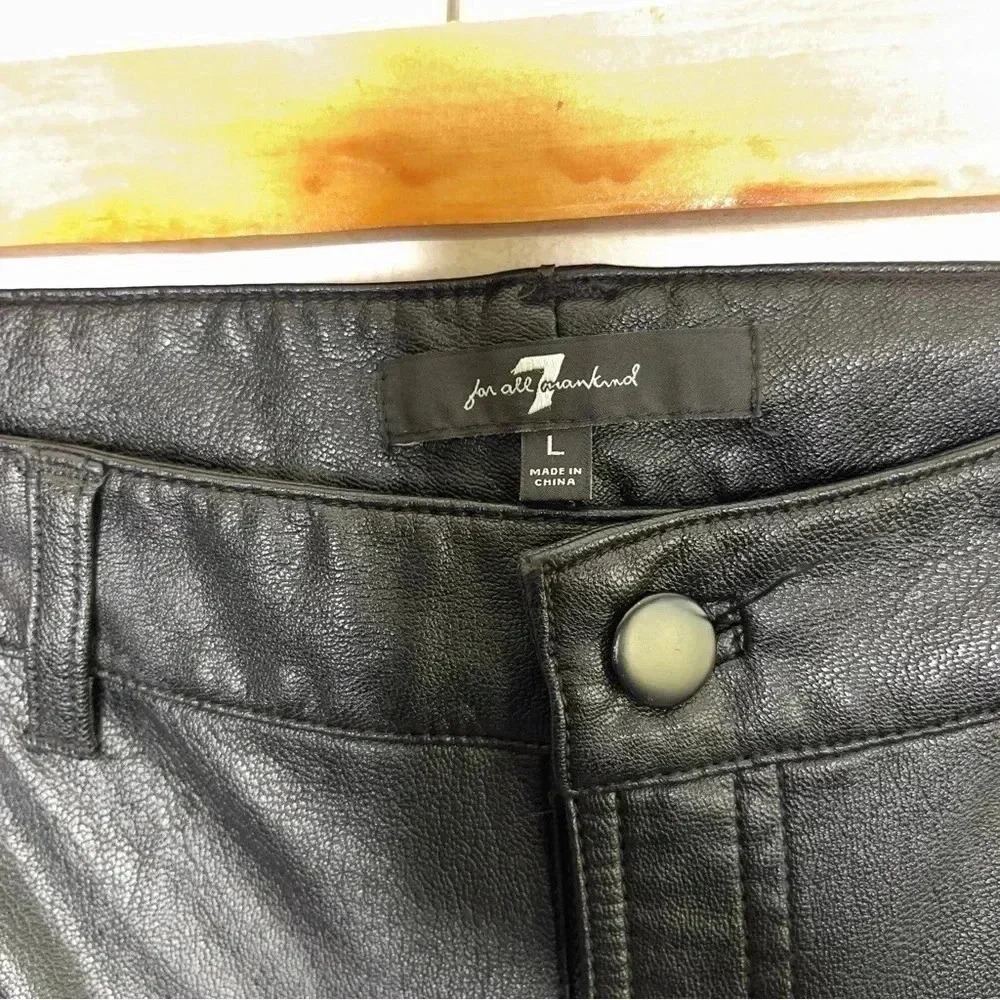 7 for All Mankind Black Vegan Faux Leather Skinny High Rise Leggings Size Large - Picture 7 of 11